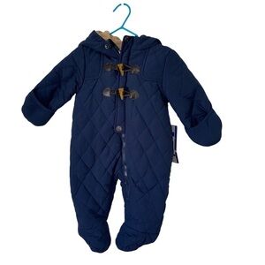 Perry Ellis NWT Infant Baby Boy Toggle Button Navy Blue One Piece Snowsuit 3-6